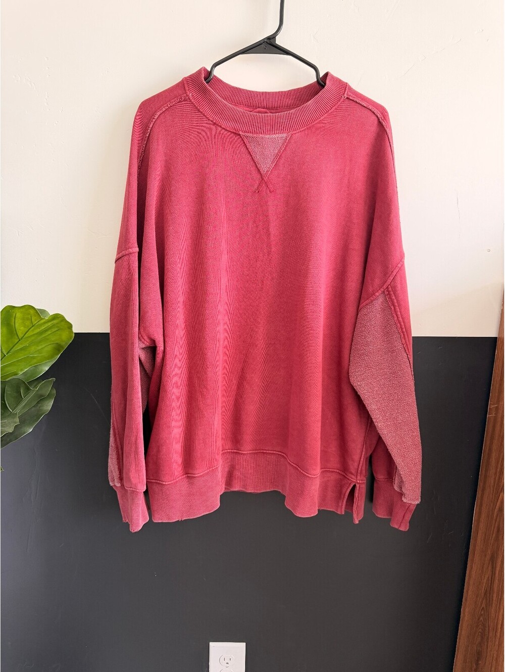 Aerie Maroon Oversized Crewneck Sweatshirt